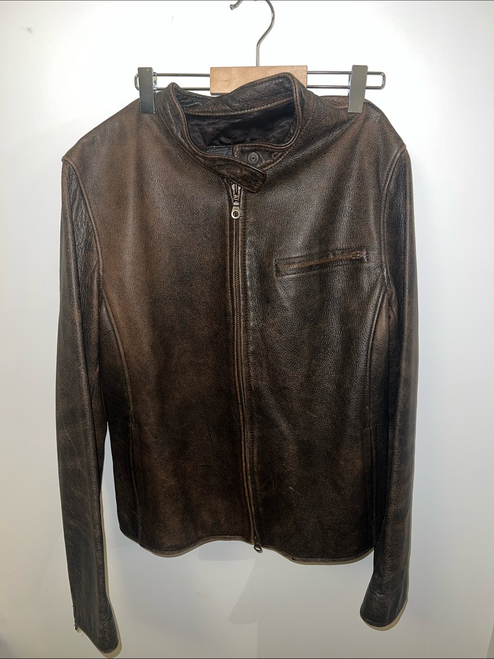 Roots Brown Leather Zip Front Jacket